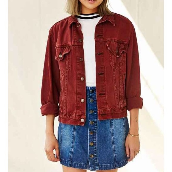 rust colored denim jacket